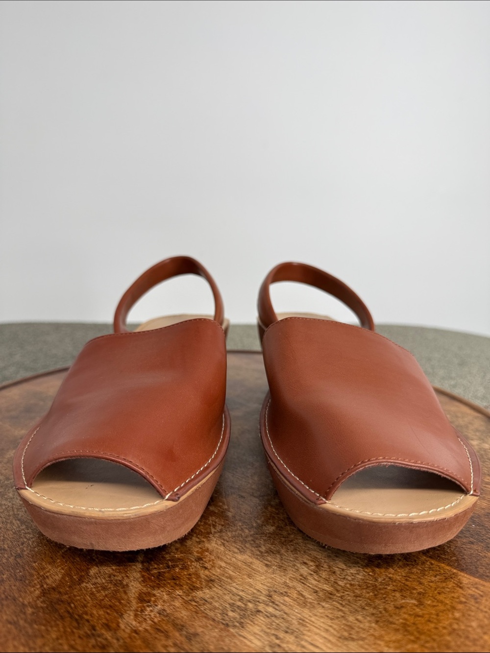 Reaction Kenneth Cole Sandals Wm 11 Fine Glass Brown Faux Leather Slingback - Picture 2 of 12